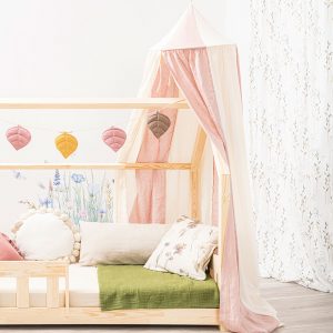 Betthimmel Zirkus Powder Pink. Das Bett auf dem Foto ist 160x80cm groß.