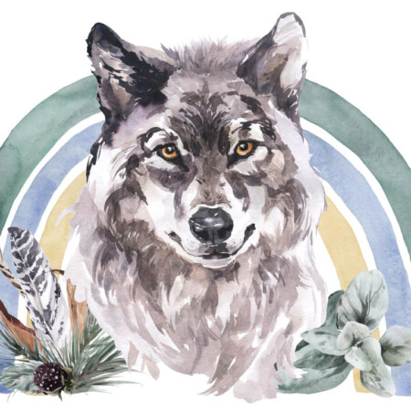 Wandsticker - Regenbogen – Wolf 2